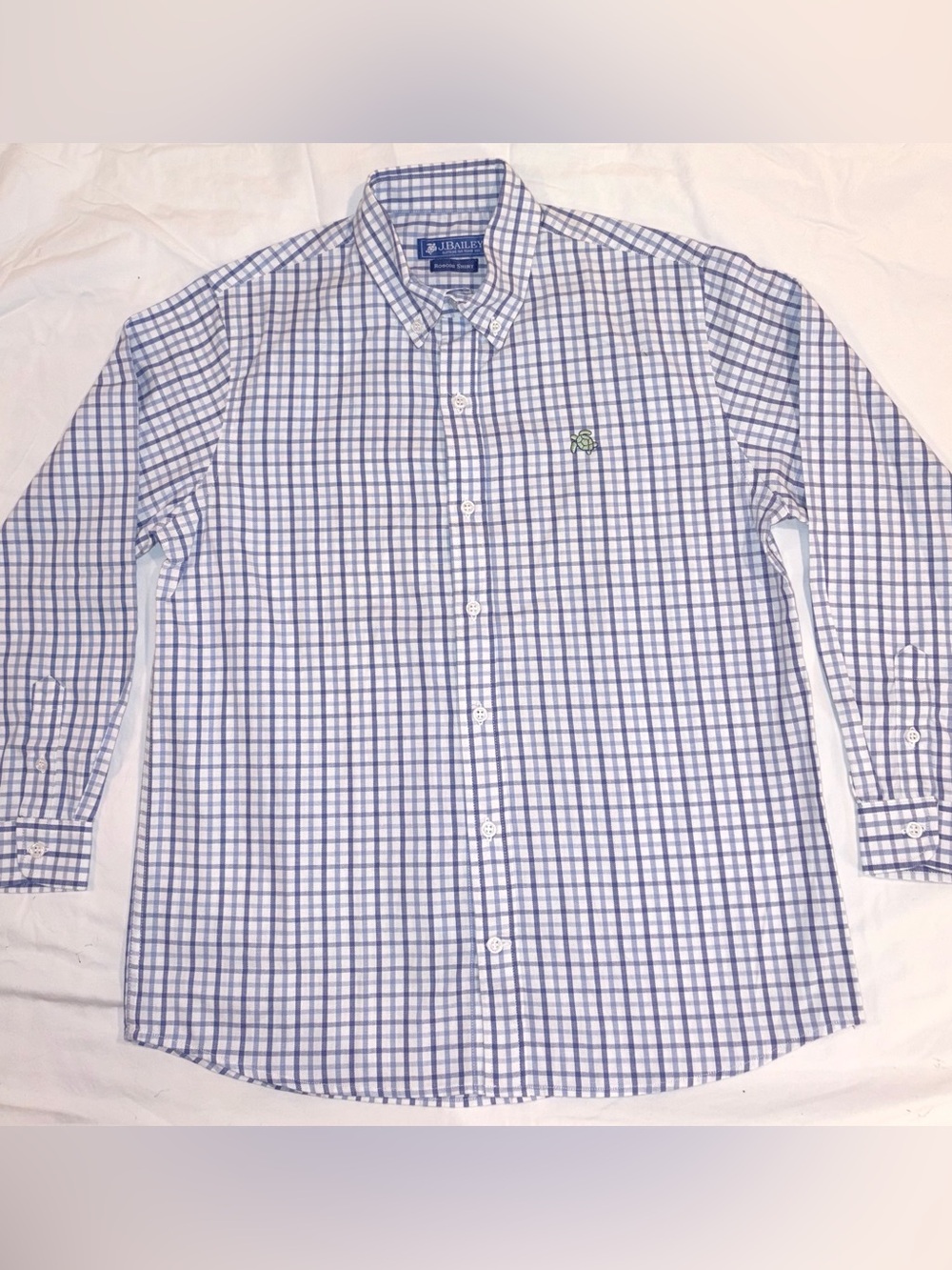 J Bailey blue check Roscoe Button Down Shirt sz 12 Like New Condition
